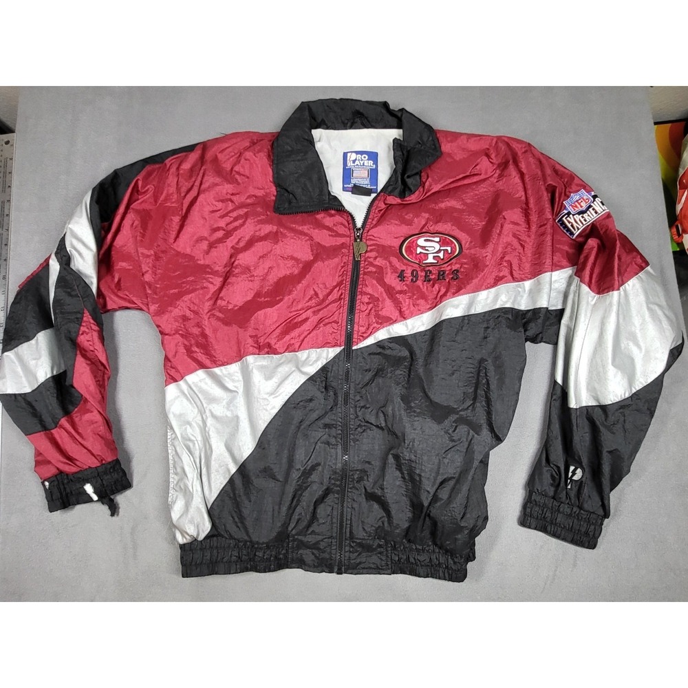 Vintage Pro PLayer San Francisco 49ers Windbreaker Jacket Men's Small Red Black